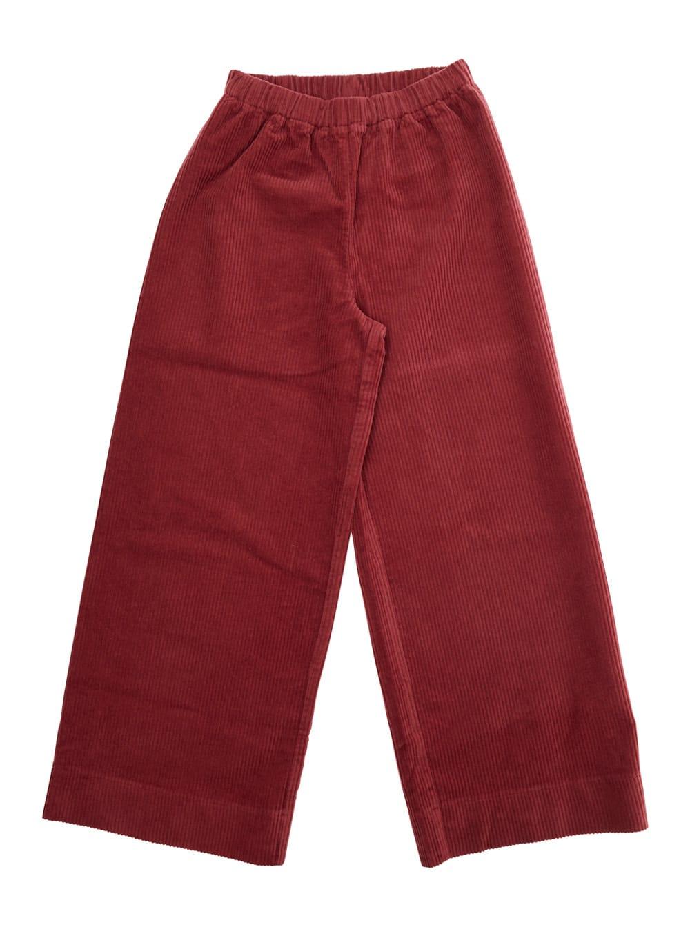il gufo red pants with elastic waist in corduroy girl