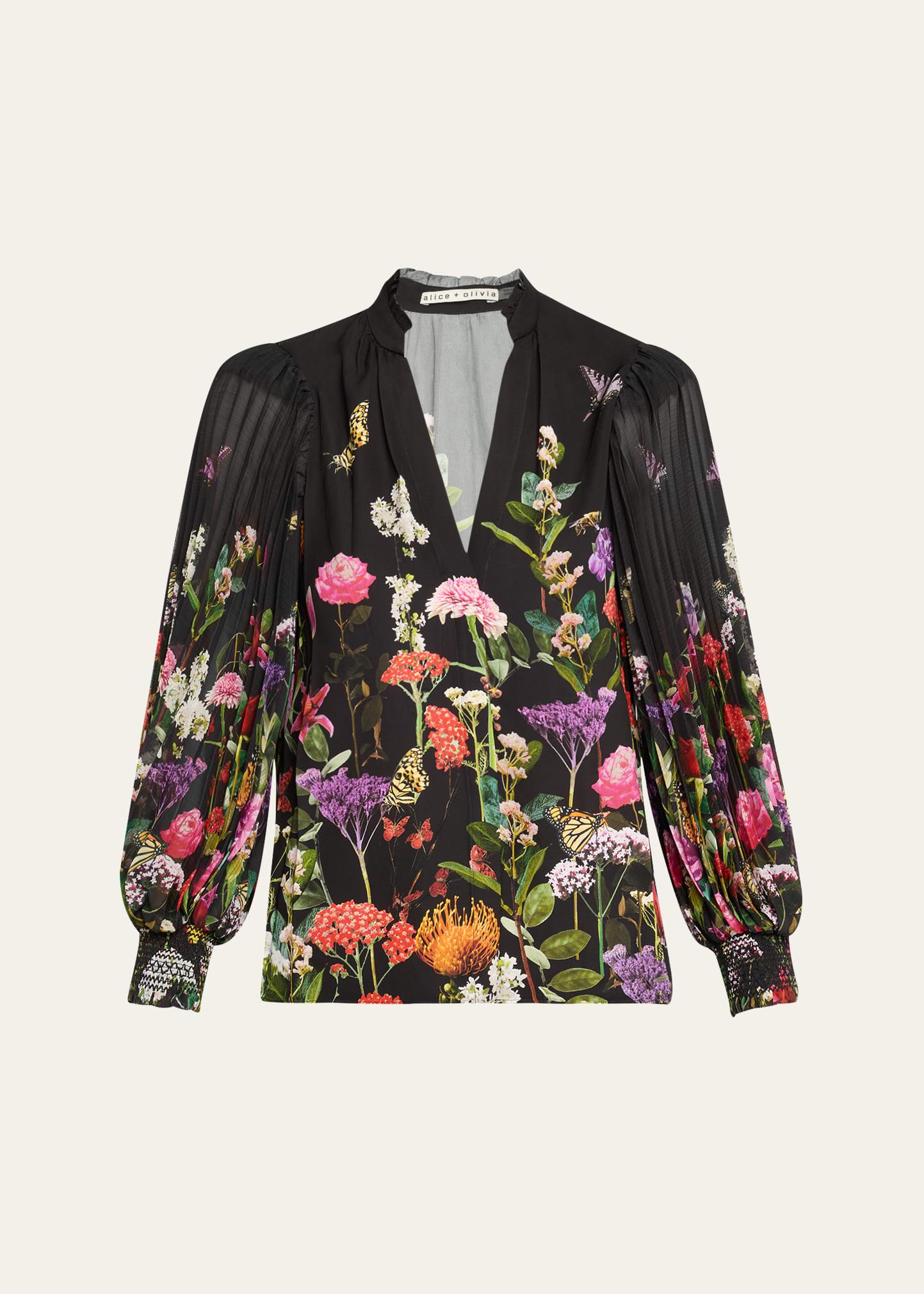 ilan pleated blouson-sleeve blouse