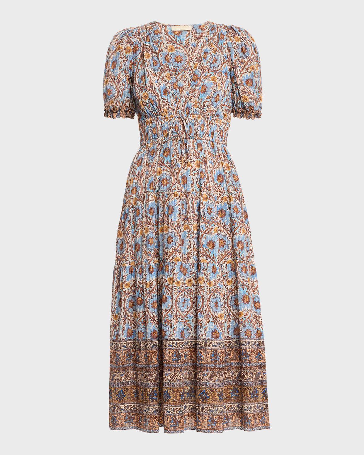 ilana puff-sleeve midi dress