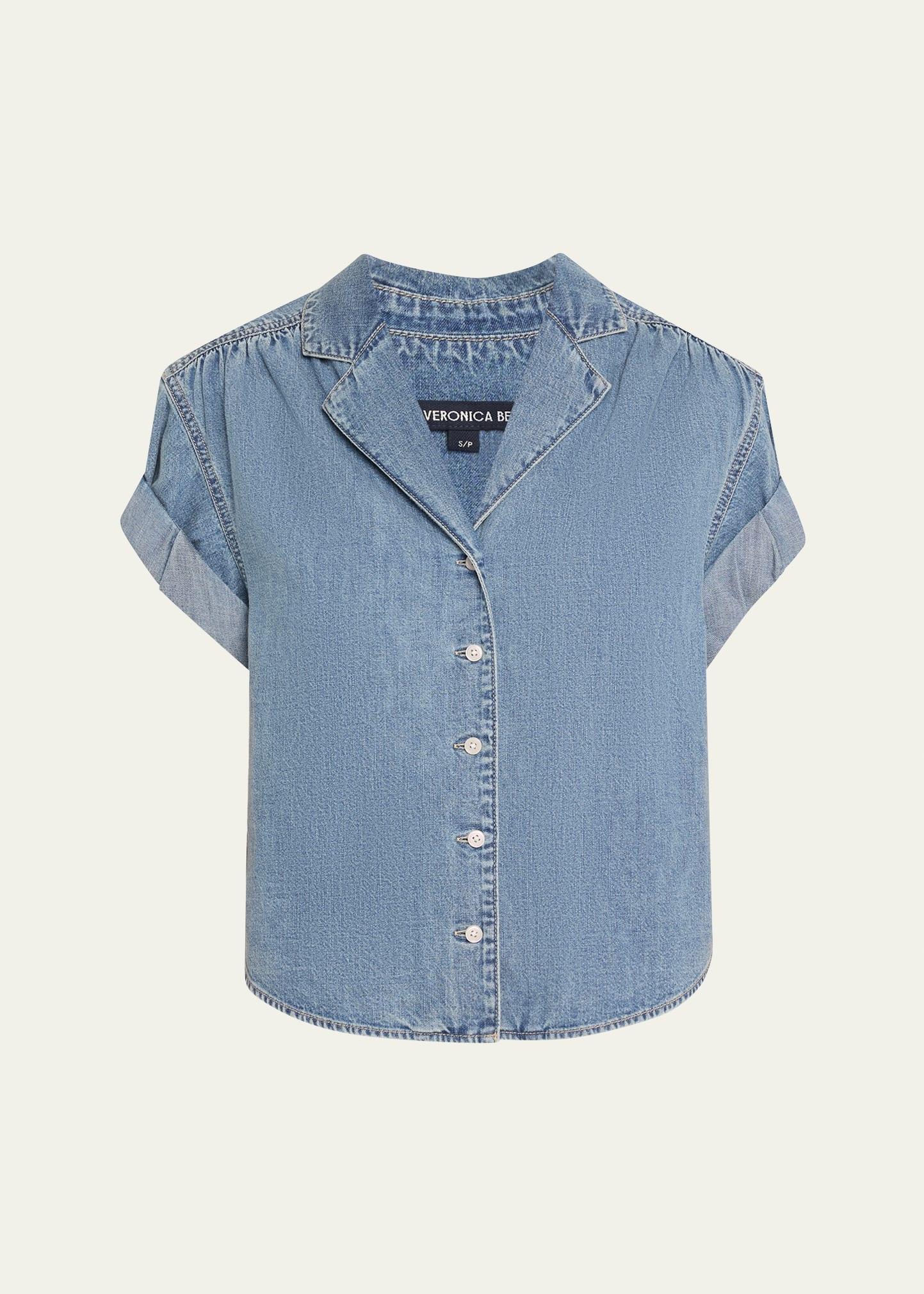 ilene denim cuff-sleeve top