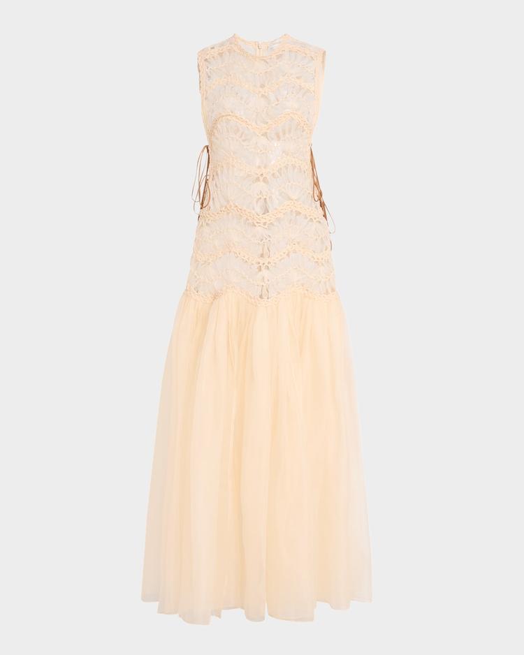illuminate macrame maxi dress