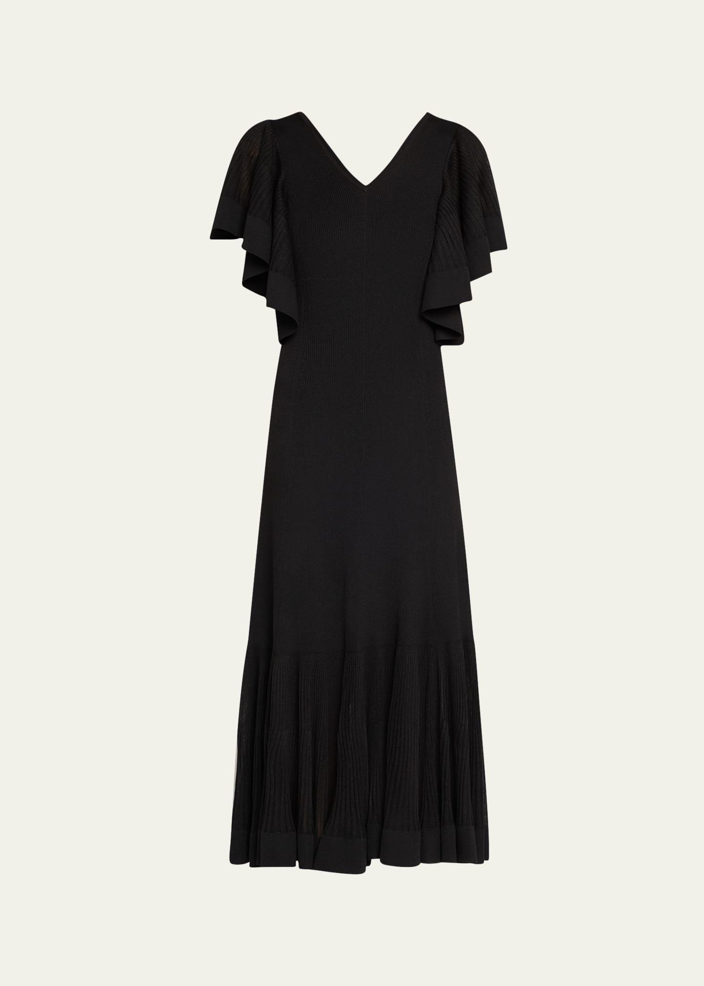illuminate pleated frill maxi dress