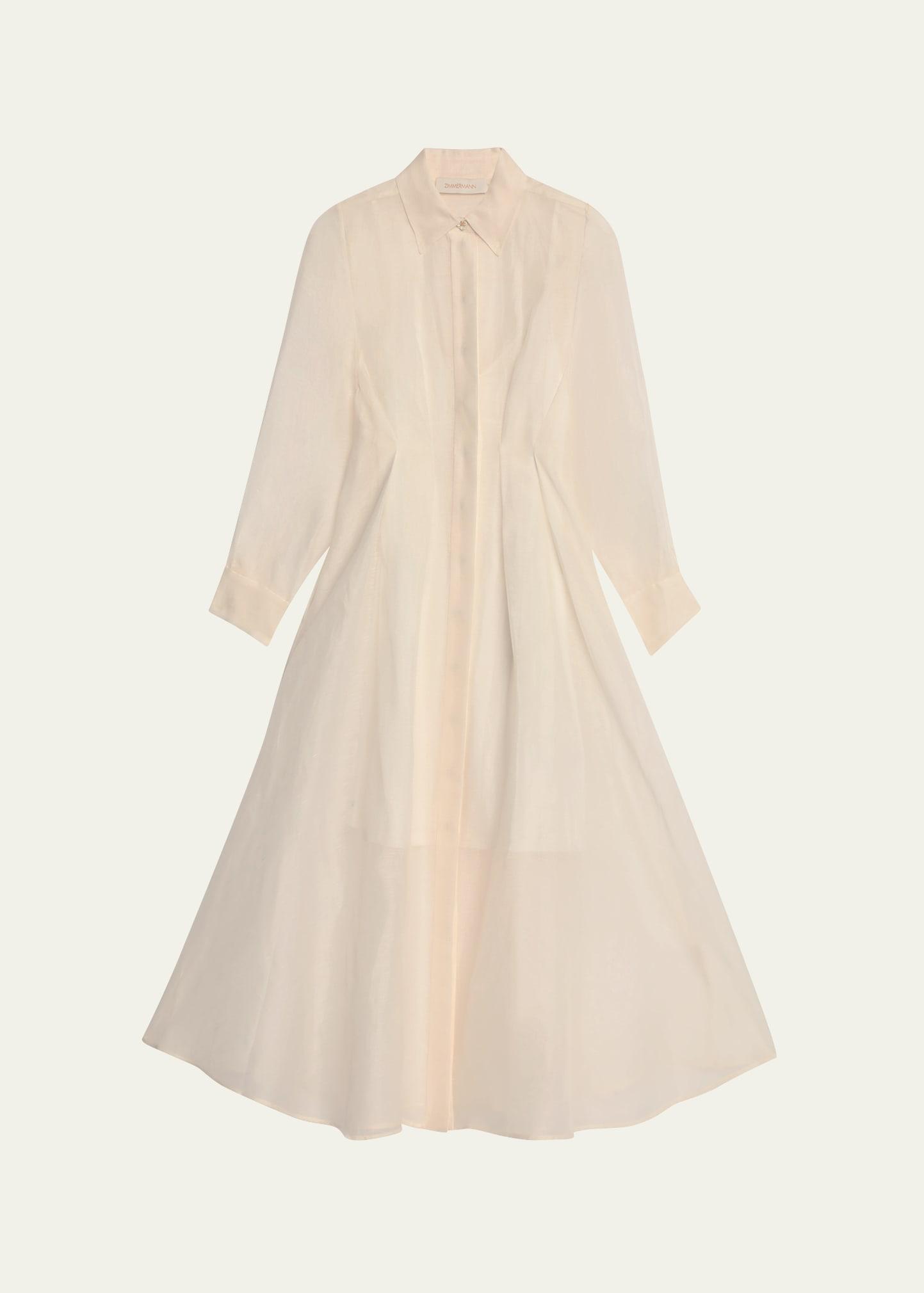 illuminate sheer draped shirtdress
