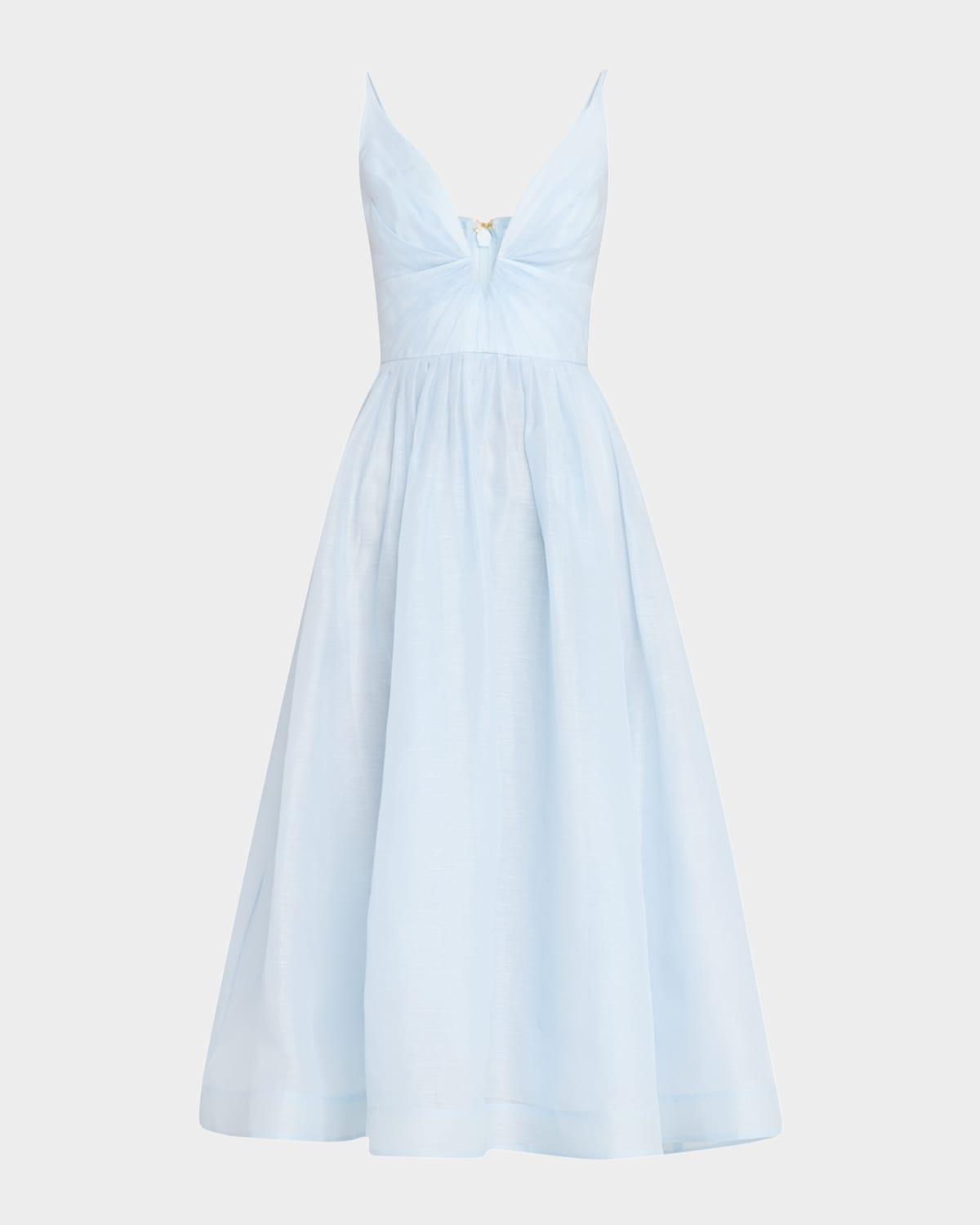 illuminate v-neck midi dress