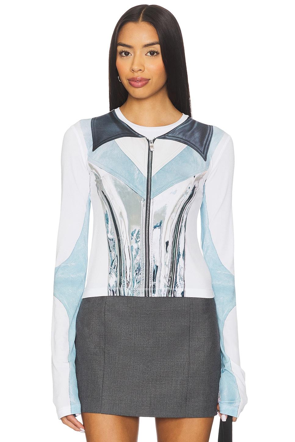 illusion print long sleeve top