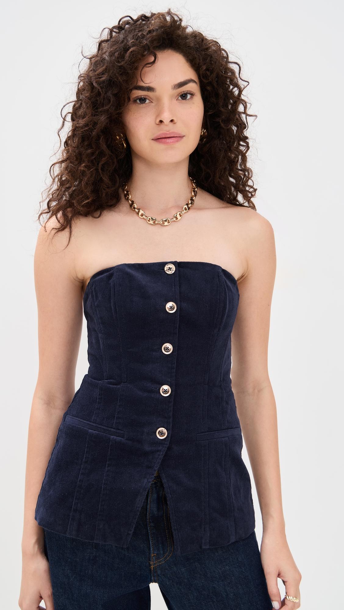 iman corduroy strapless top