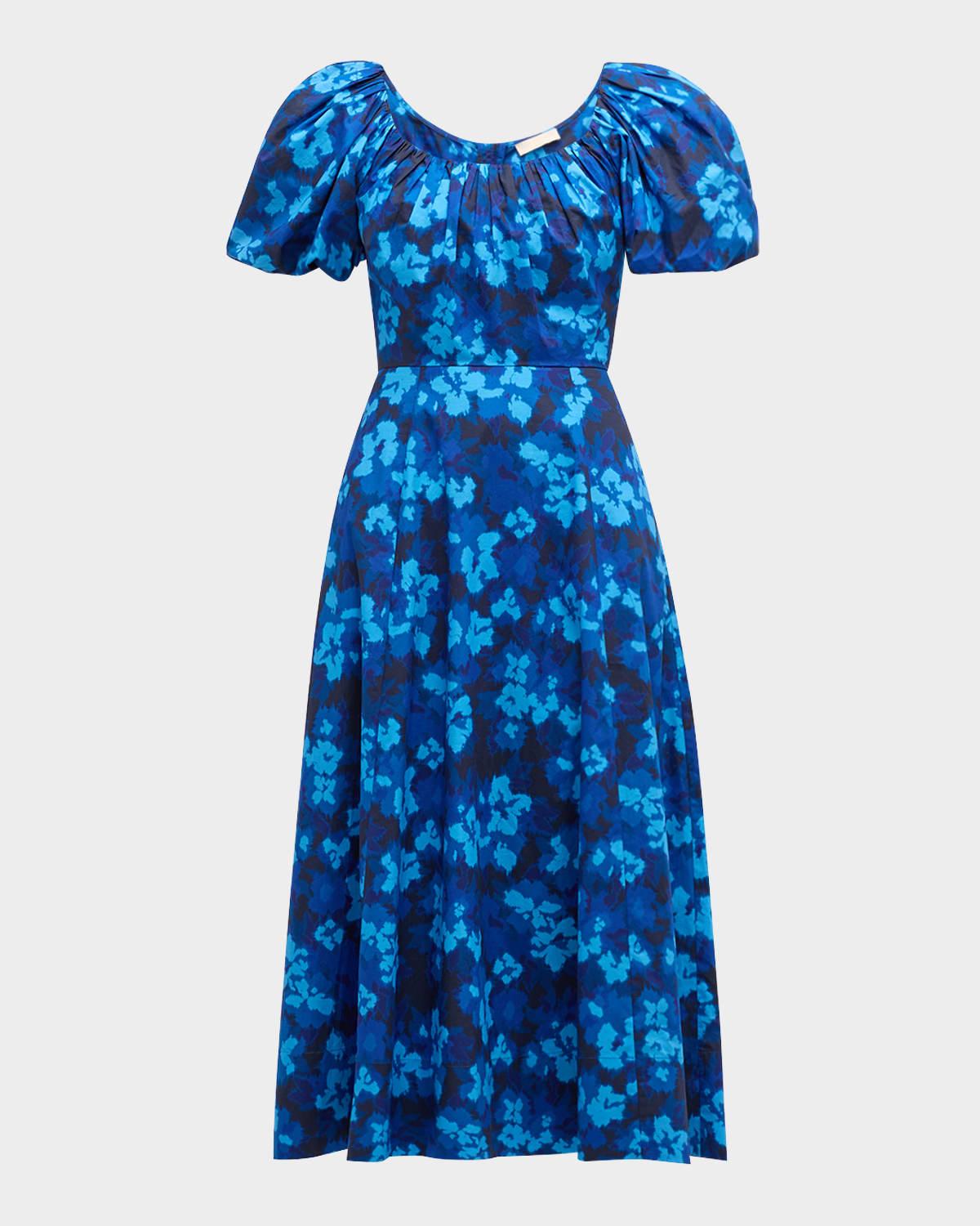 imara floral short-sleeve midi dress