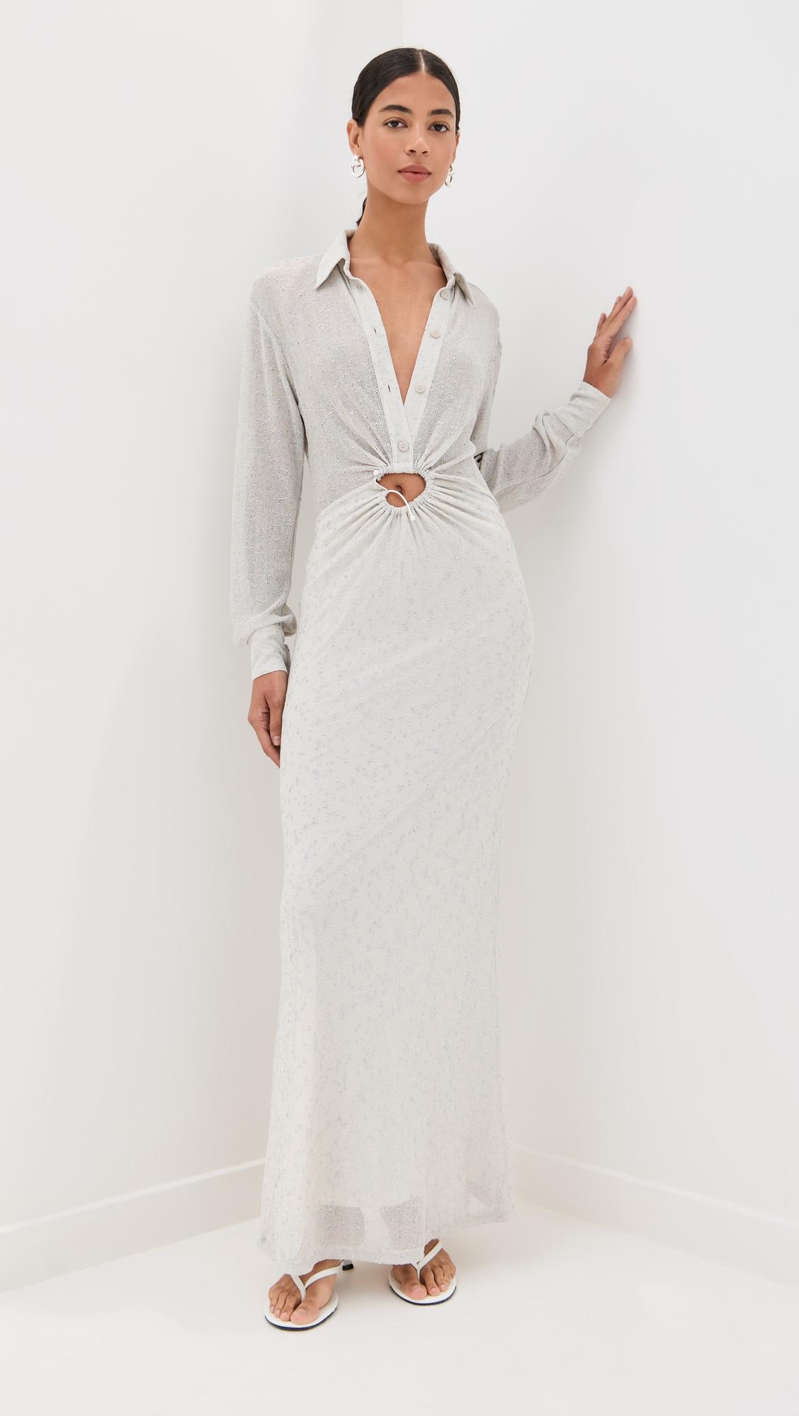 imber metallic shirt dress