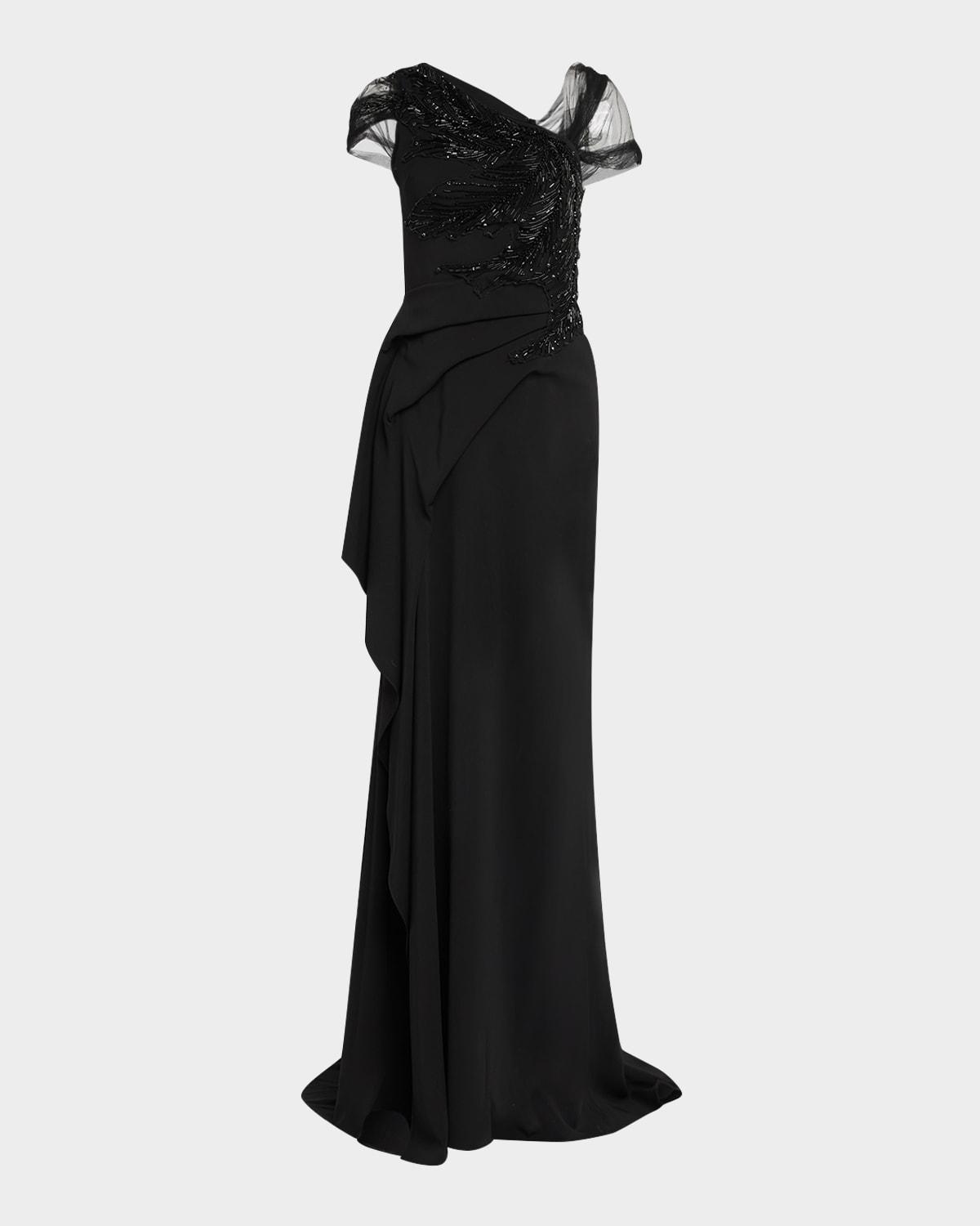imogen beaded tulle draped gown