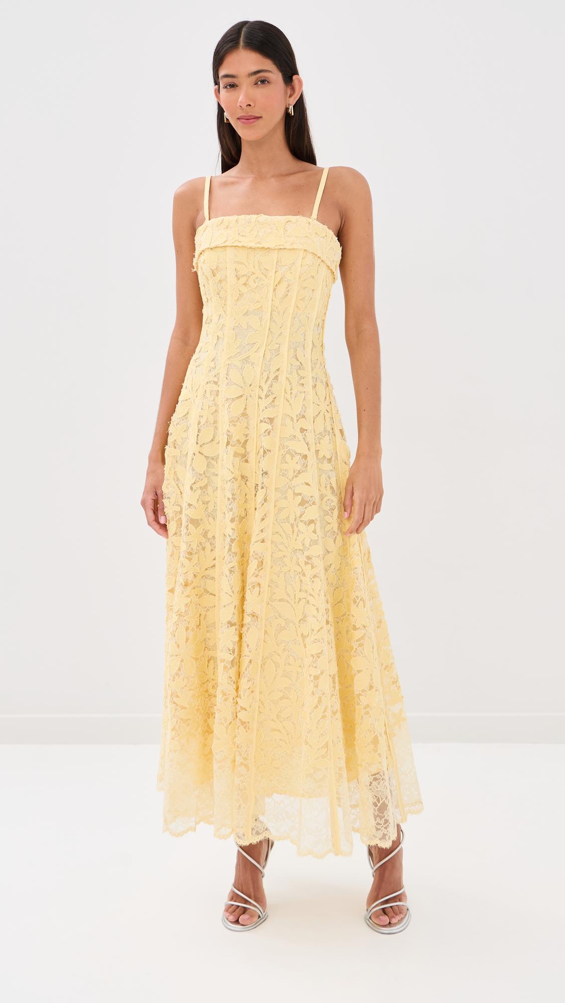 imogen cotton lace bustier midi dress