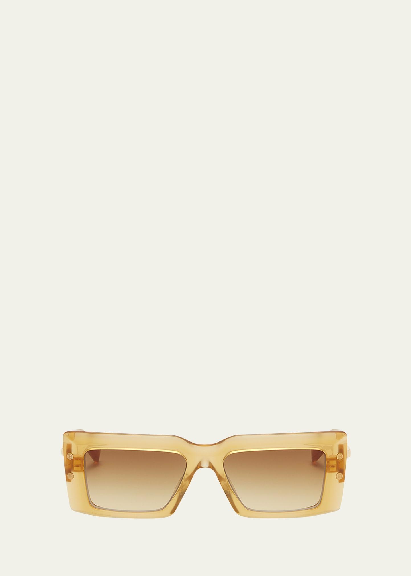 imperial acetate & titanium rectangle sunglasses