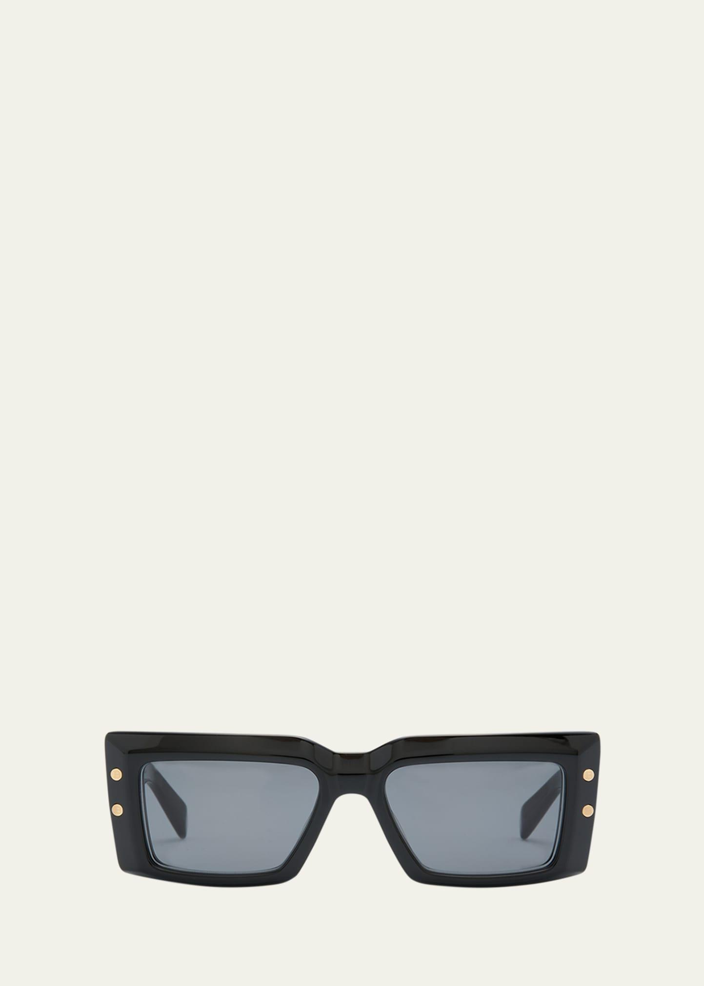 imperial black acetate & titanium rectangle sunglasses