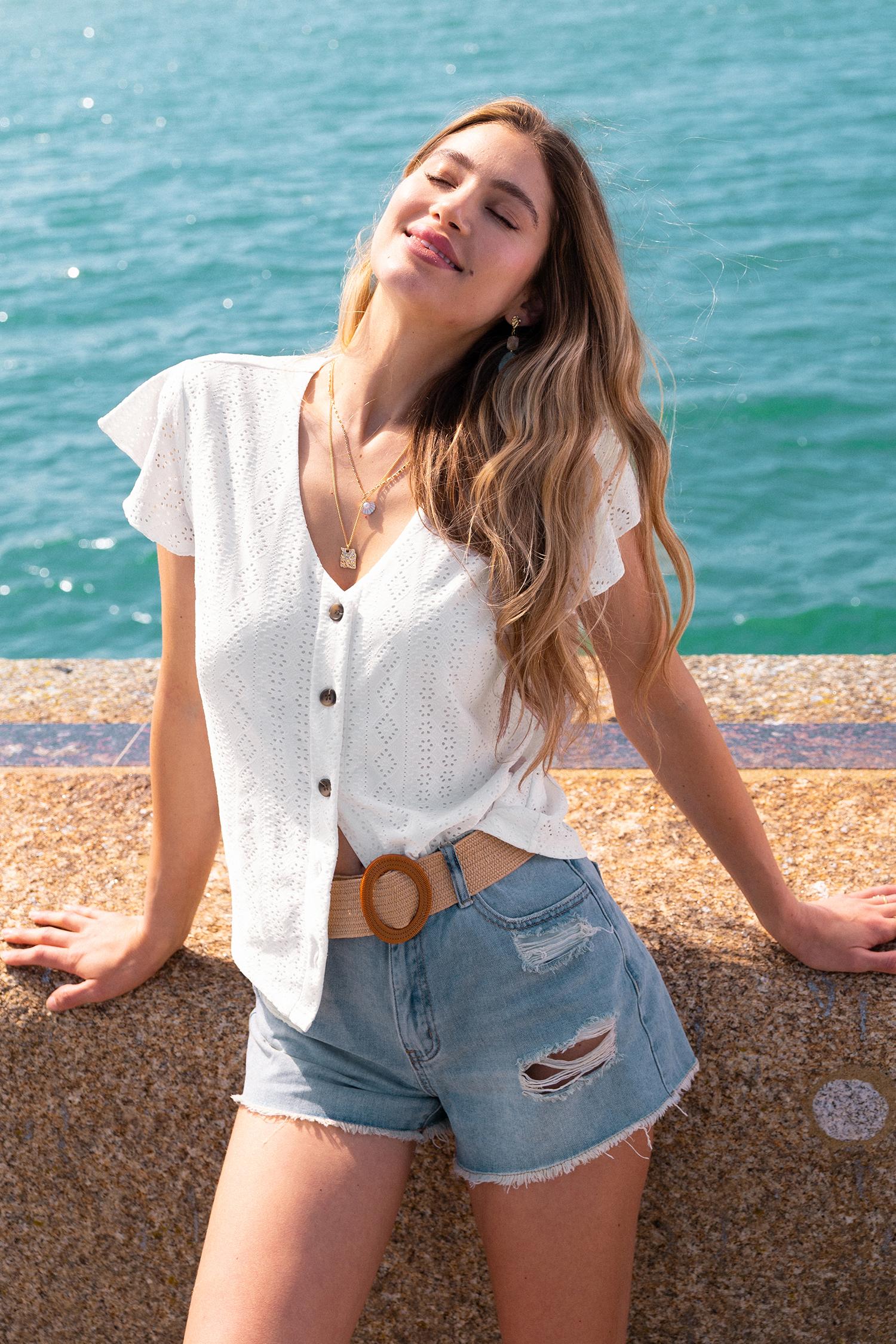 in balance white top - l