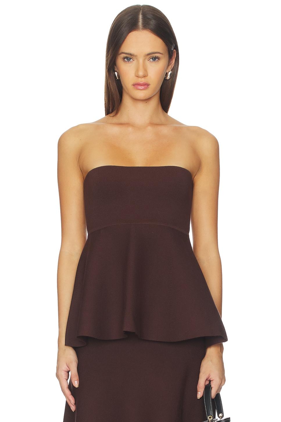 in brown kingston knit peplum top