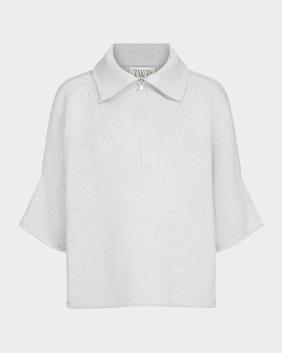 in the morning cashmere quarter-zip sweater