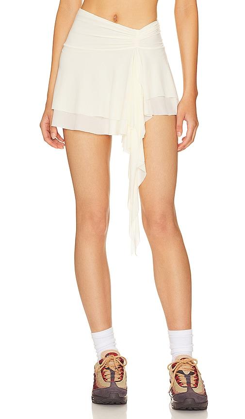 indah edie frill mini skirt in ivory.