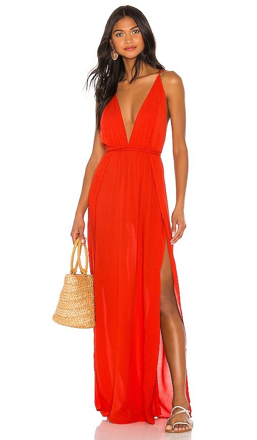 indah river maxi dress in red.