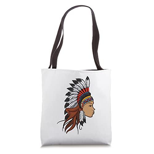 indigenous native indian american tribal pride headdress tote bag