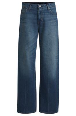 indigo jeans in denim- dark blue women's jeans