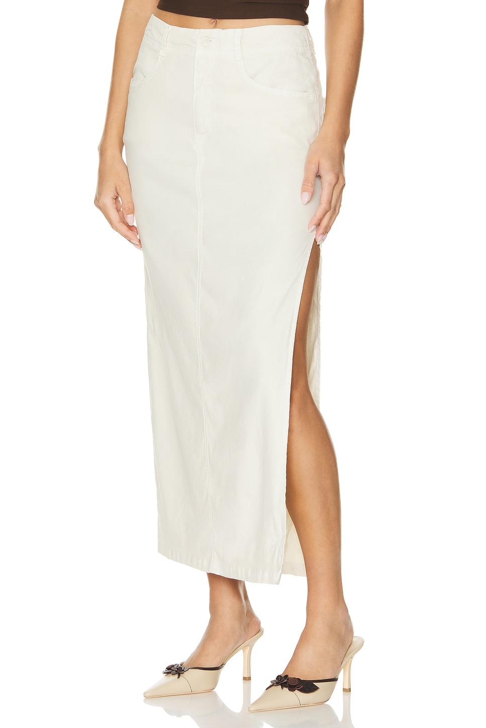 indigo side slit skirt