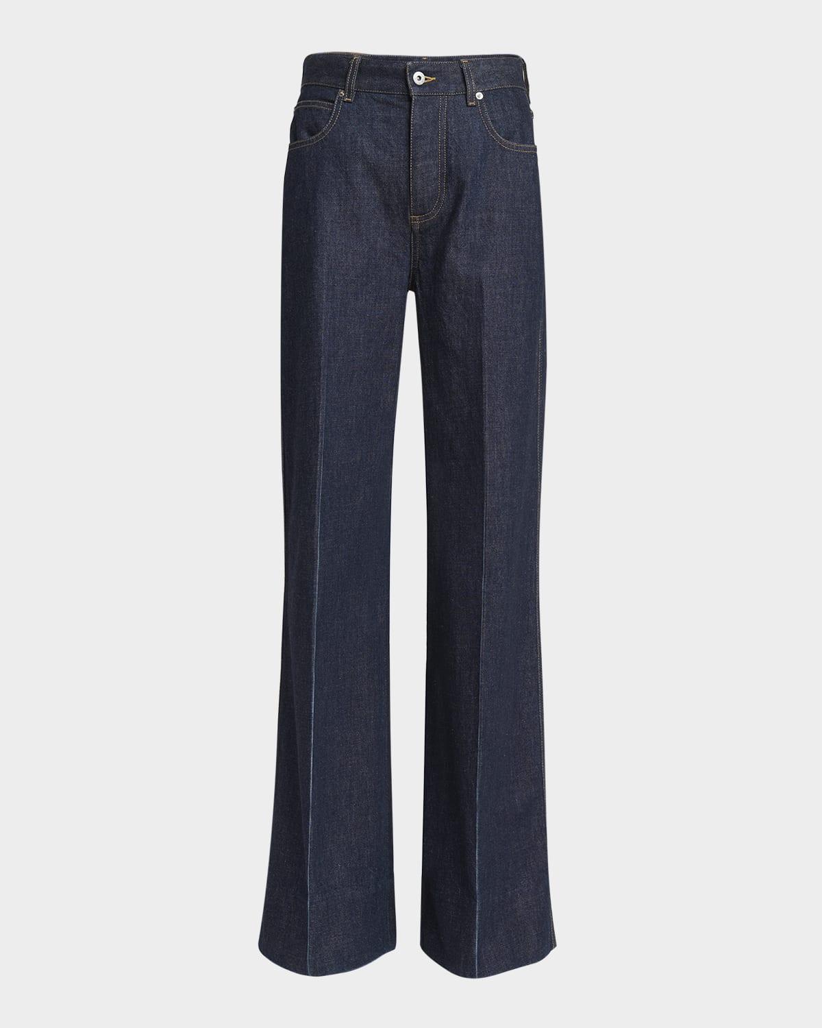 indigo soft denim wide-leg palazzo jeans