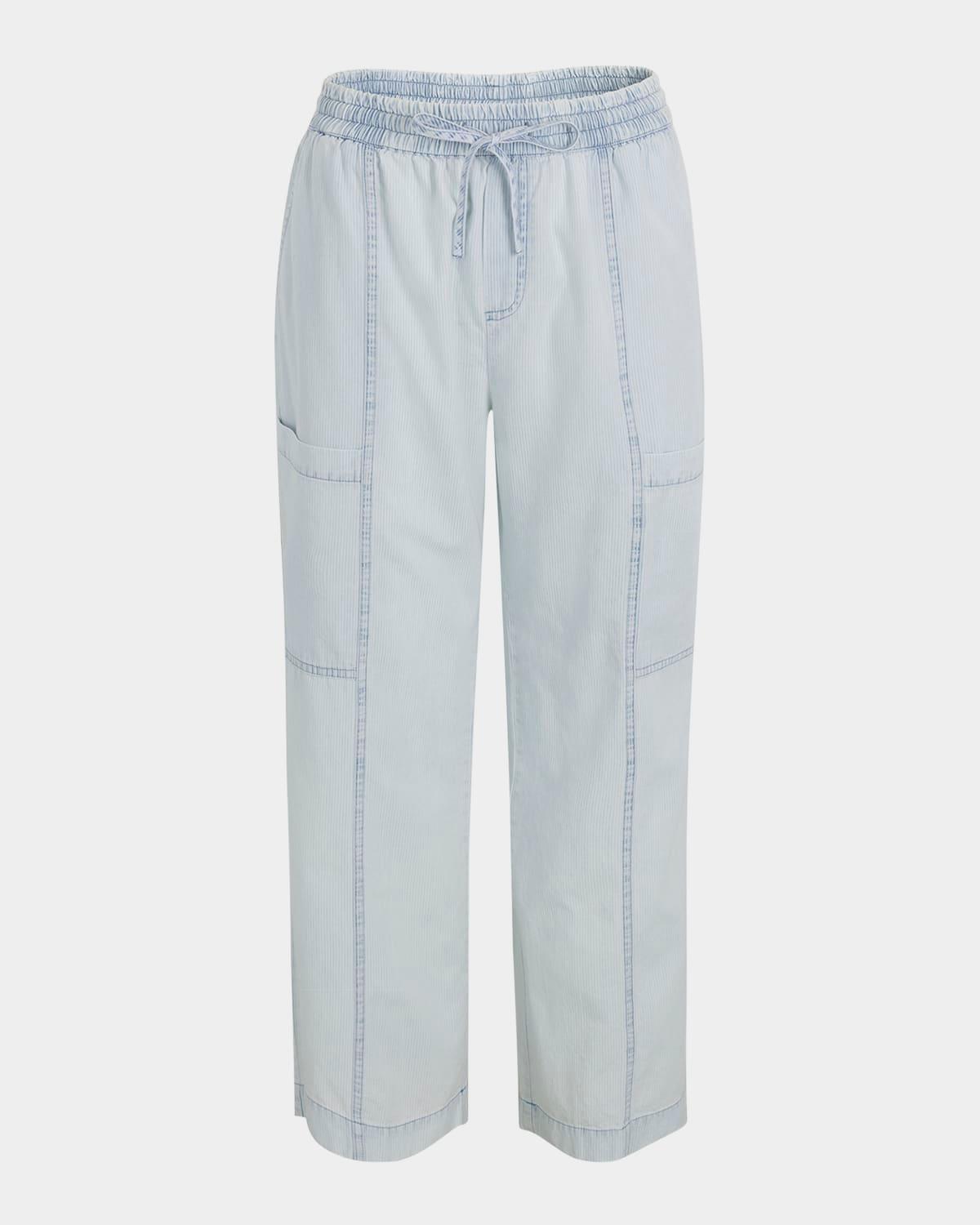 indigo stripe drawstring pants