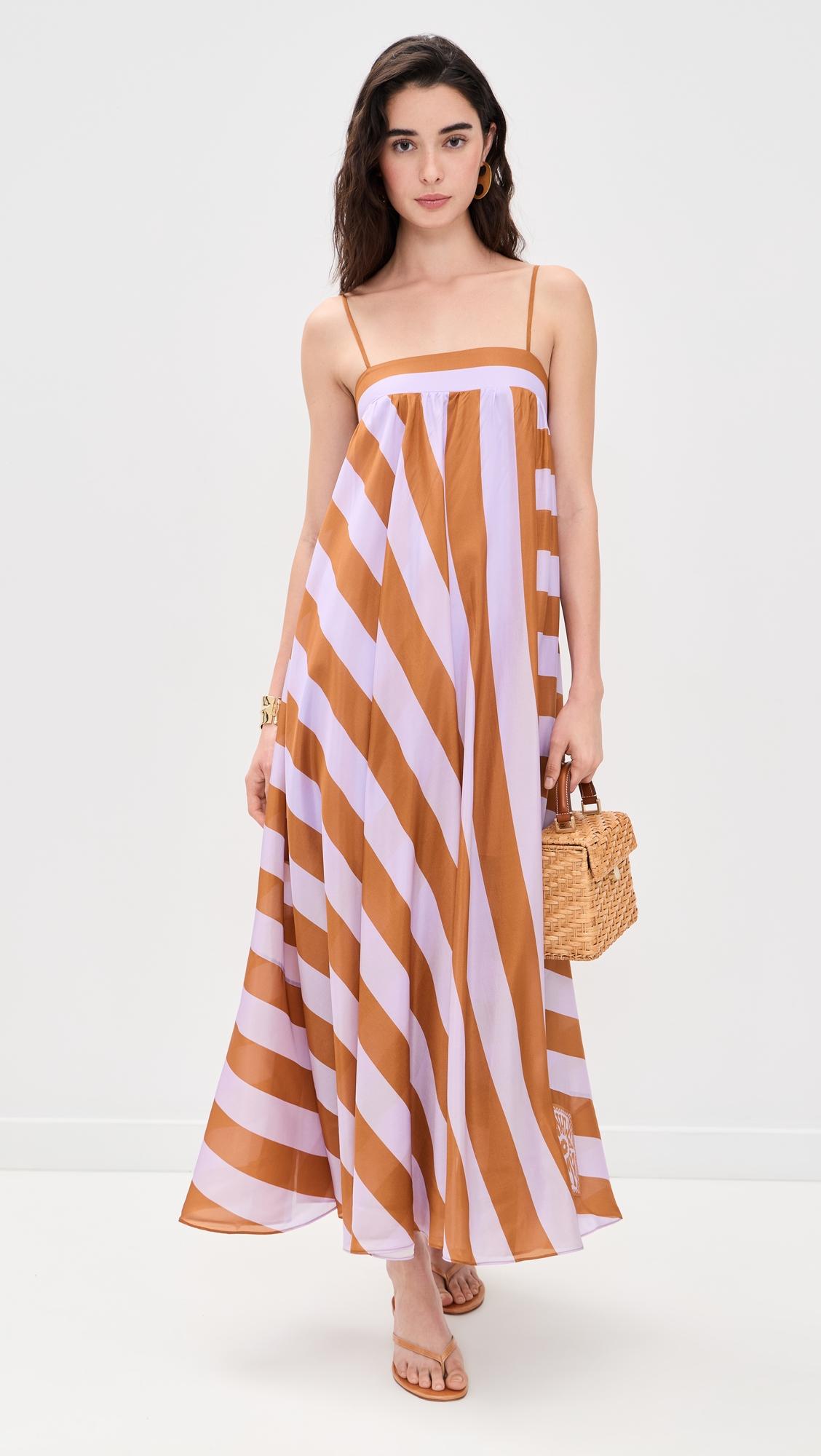indra stripe silk maxi dress