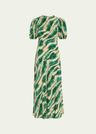 ines puff-sleeve midi dress