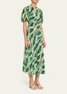 ines puff-sleeve midi dress