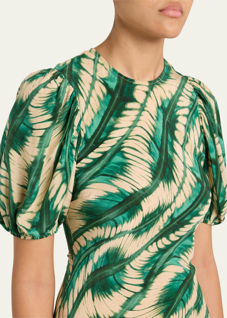 ines puff-sleeve midi dress