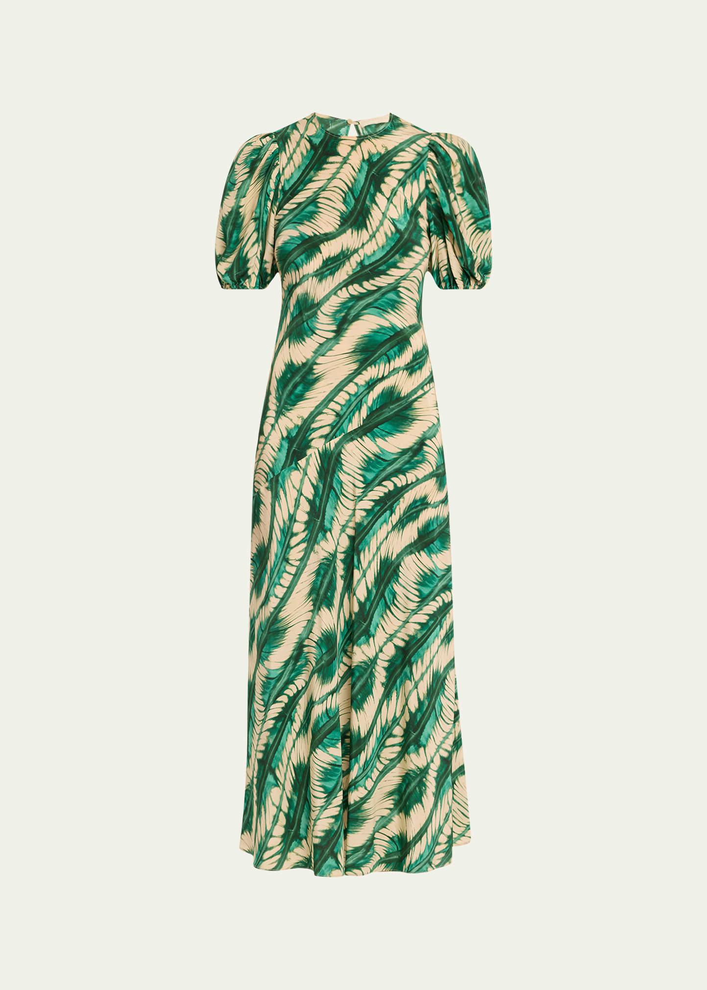 ines puff-sleeve midi dress