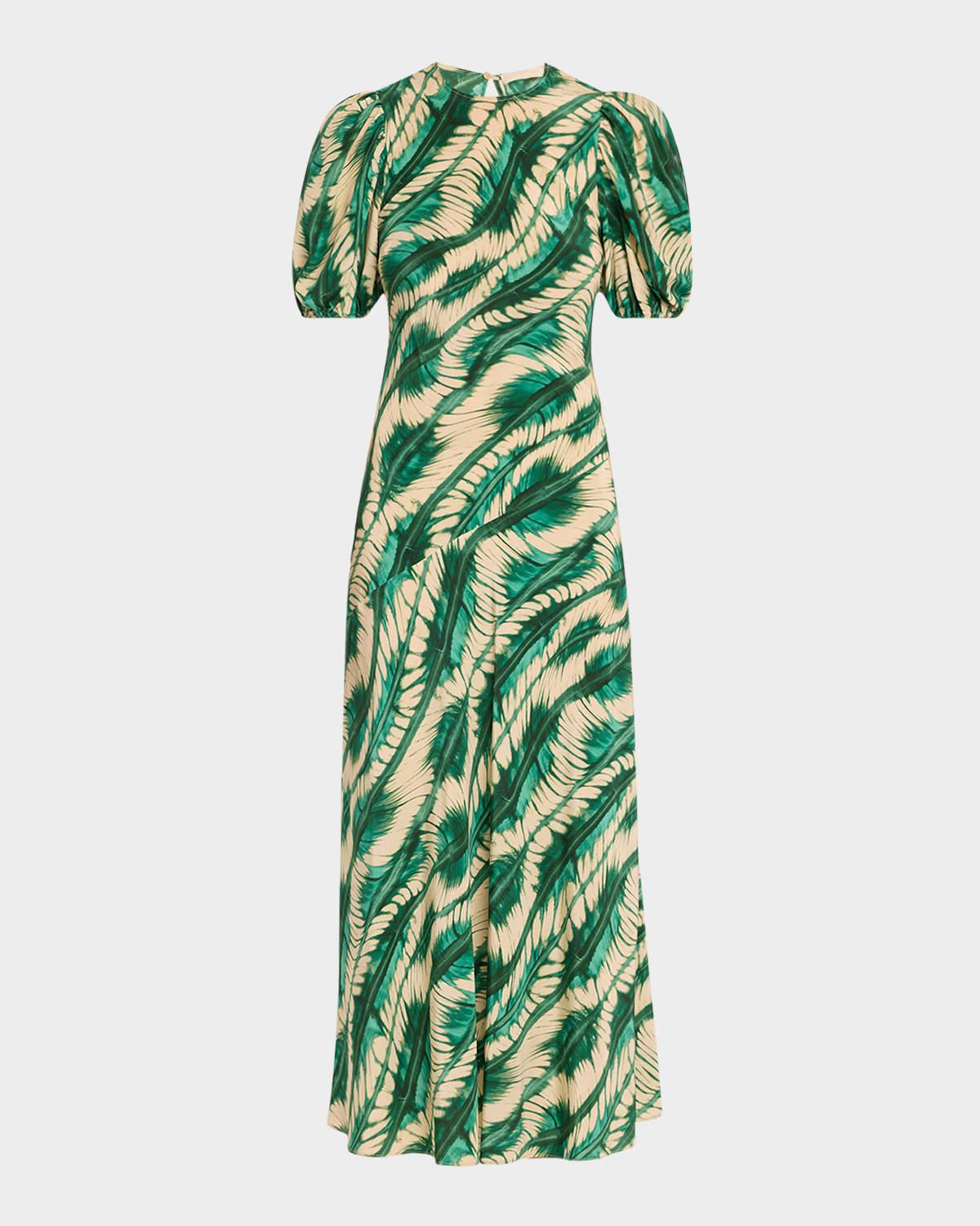 ines puff-sleeve midi dress