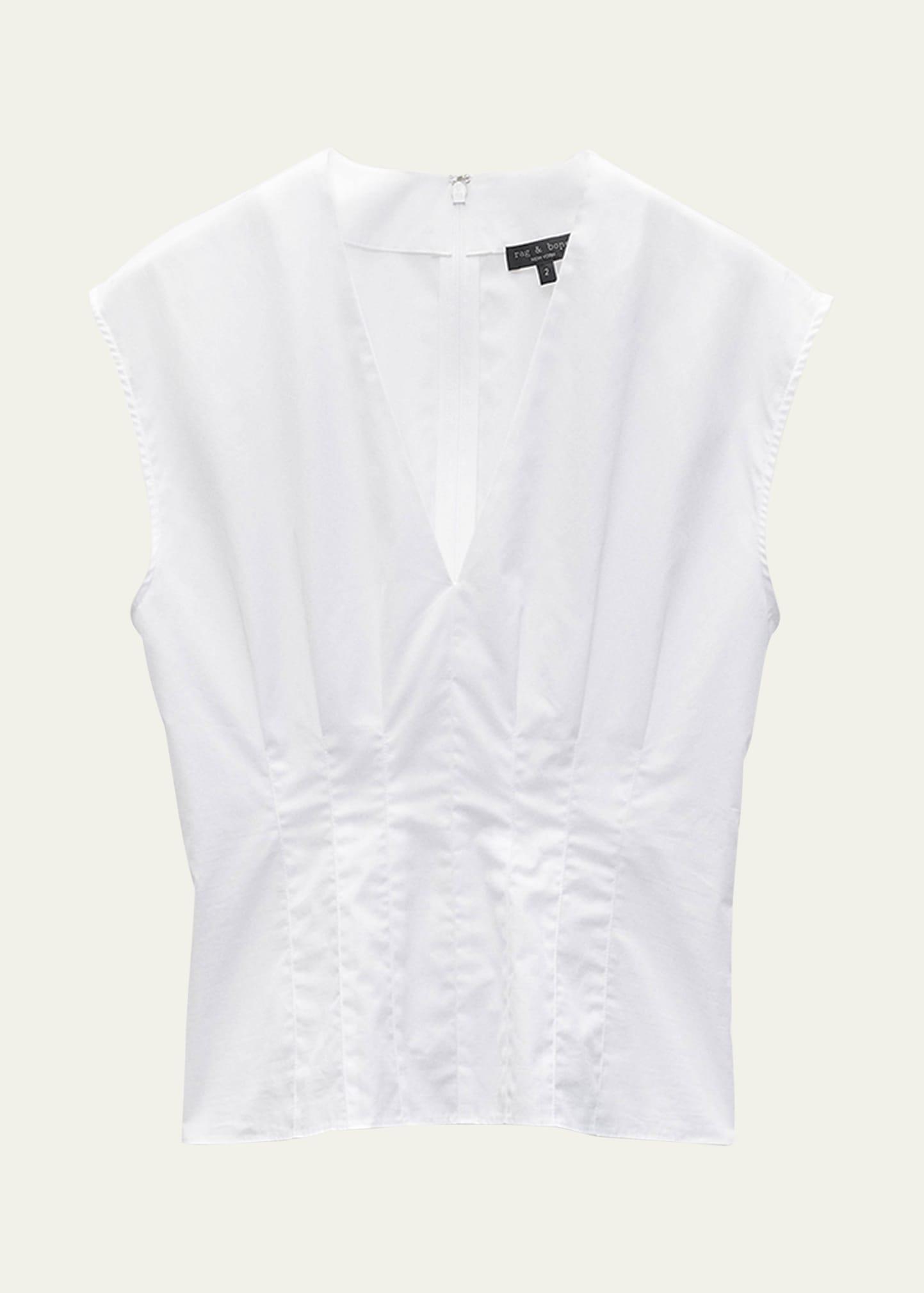 ines v-neck poplin top