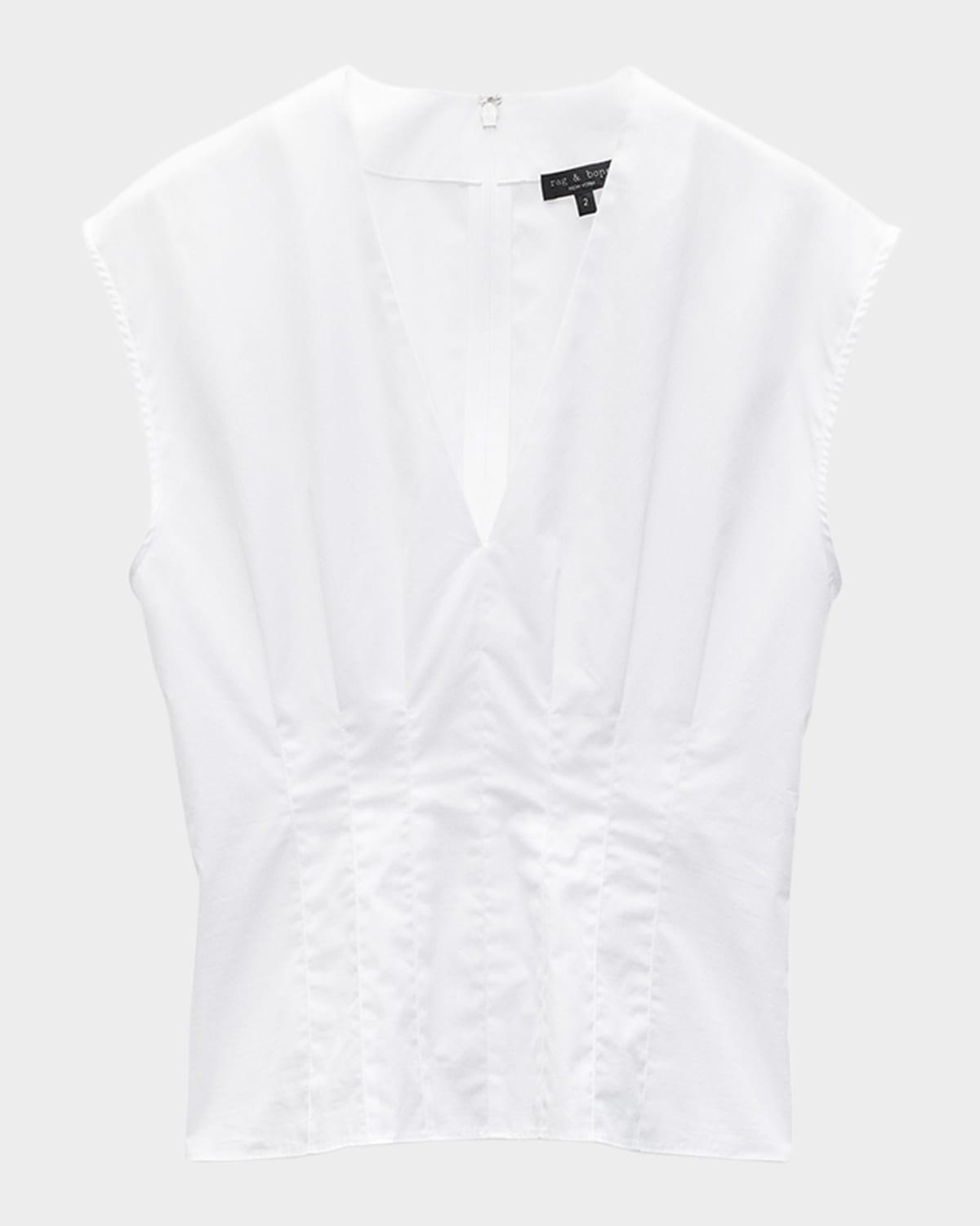 ines v-neck poplin top