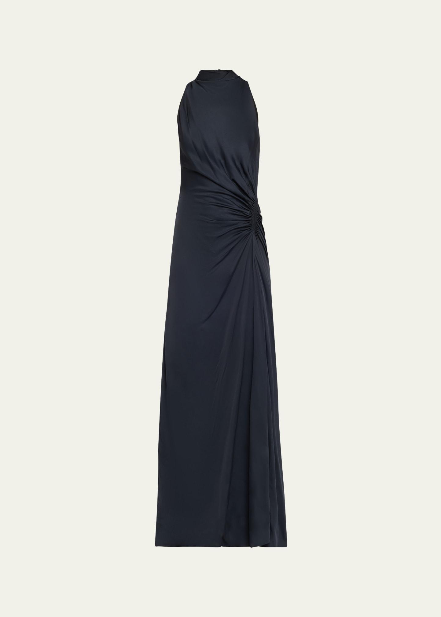 inez pleated high-neck gown
