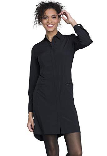 infinity cherokee lab coat for woman with 2 pockets moisture wicking & wrinkle-resistant fabric 1401a, l, black