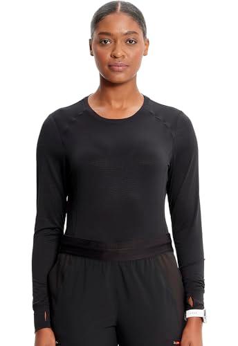 infinity cherokee women's underscrub, long sleeve contemporary fit t-shirt with round neck in640, m, black