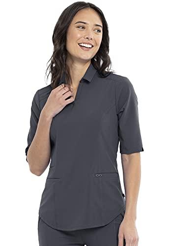 infinity cherokee women scrubs top polo ck872a, xs, pewter