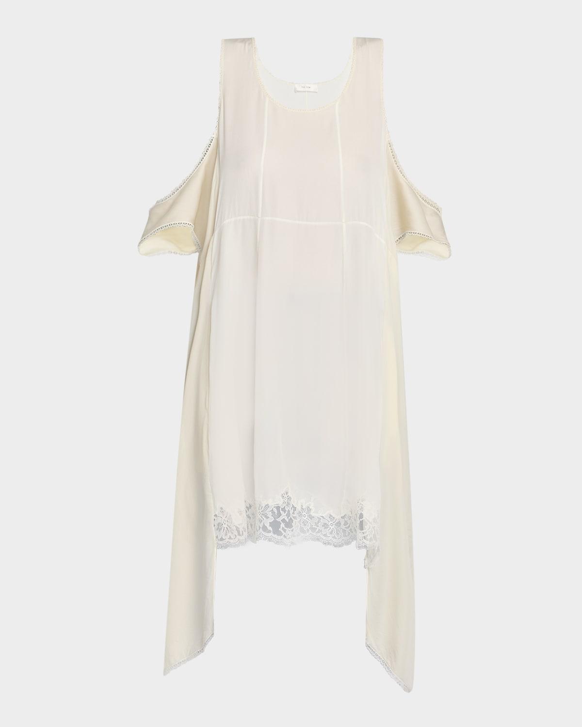 ingram lace cold-shoulder shift mini dress