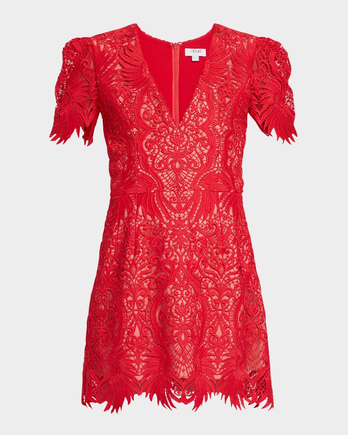 ingrid embroidered puff-sleeve mini dress