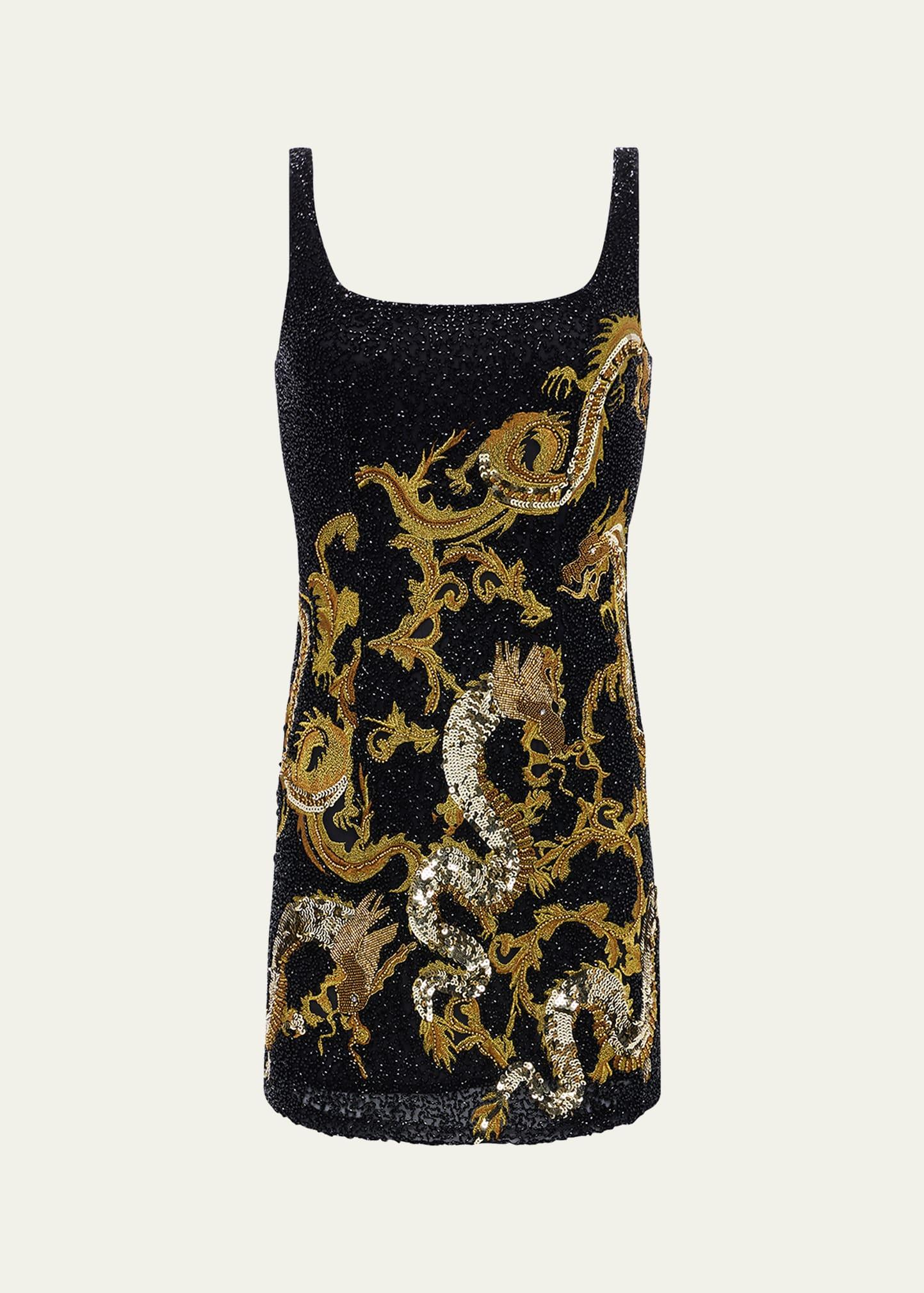 inora beaded dragon mini dress