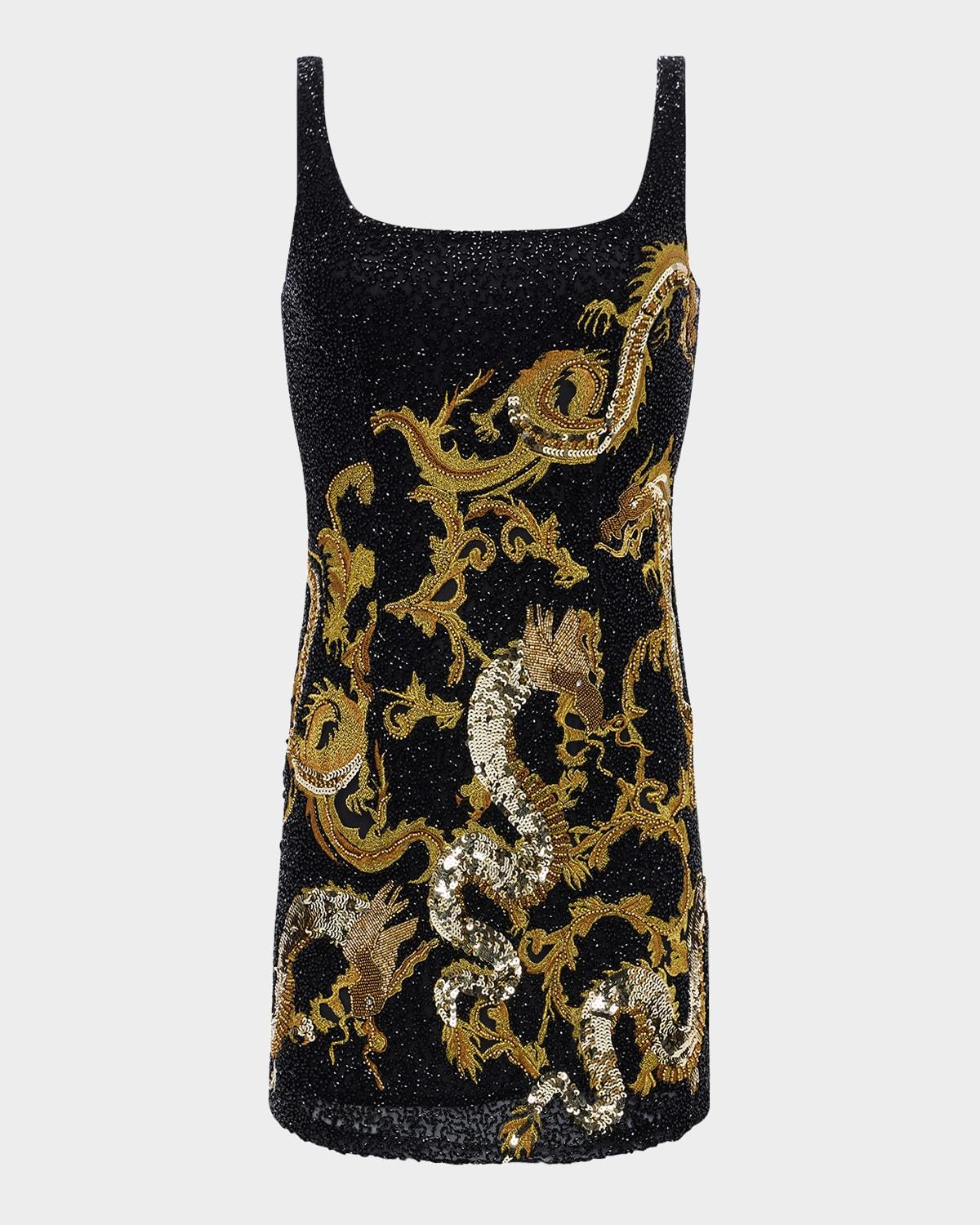 inora beaded dragon mini dress