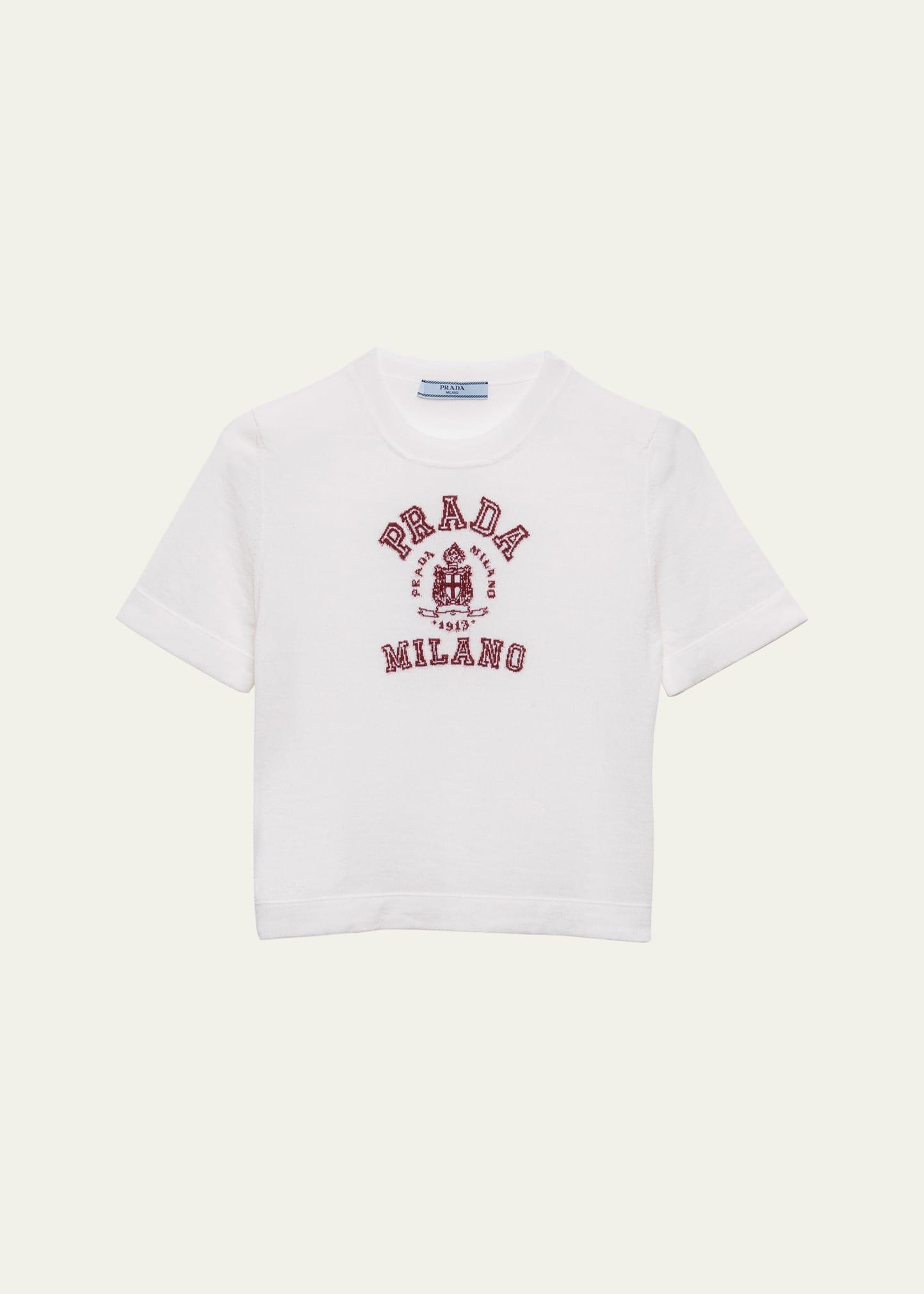 intarsia logo short-sleeve cashmere tee