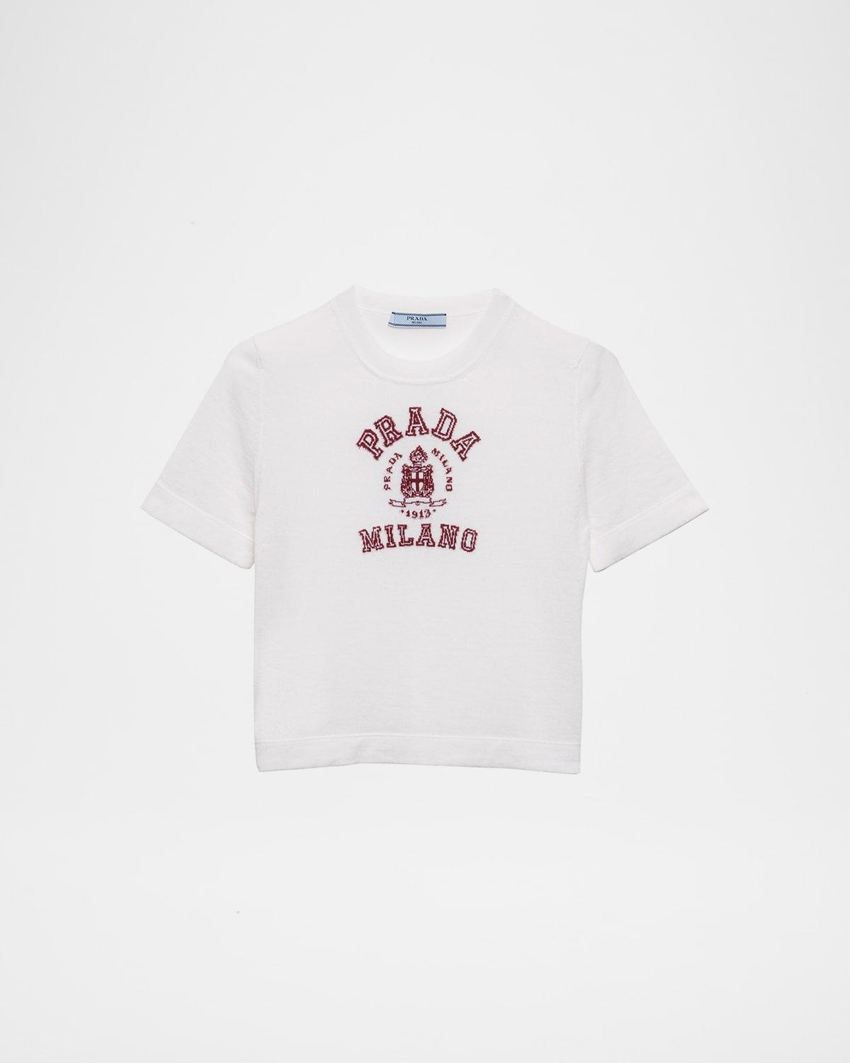 intarsia logo short-sleeve cashmere tee