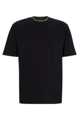 interlock-cotton relaxed-fit t-shirt with logo collar- black men's t-shirts