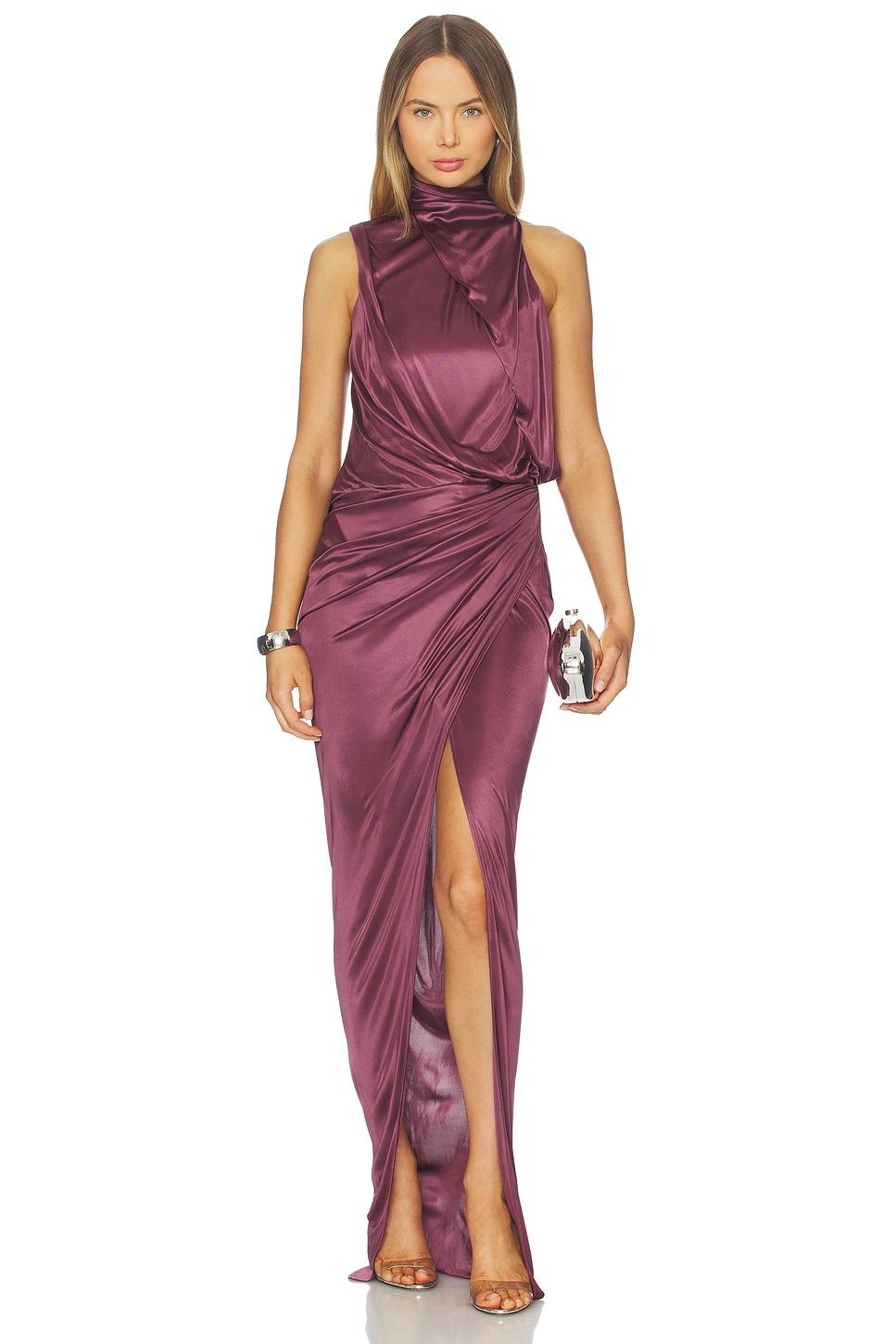 interlock halterneck long dress