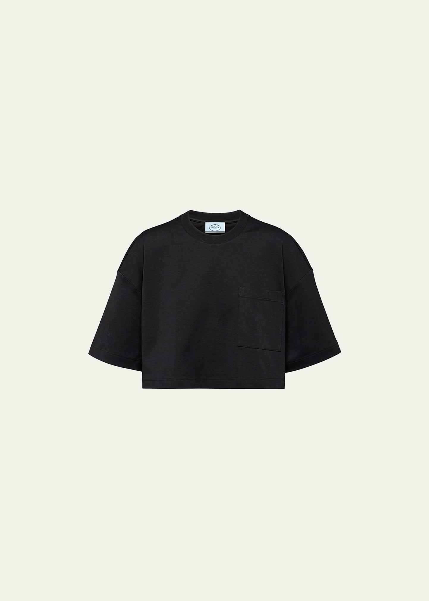 interlock knit cropped cotton t-shirt