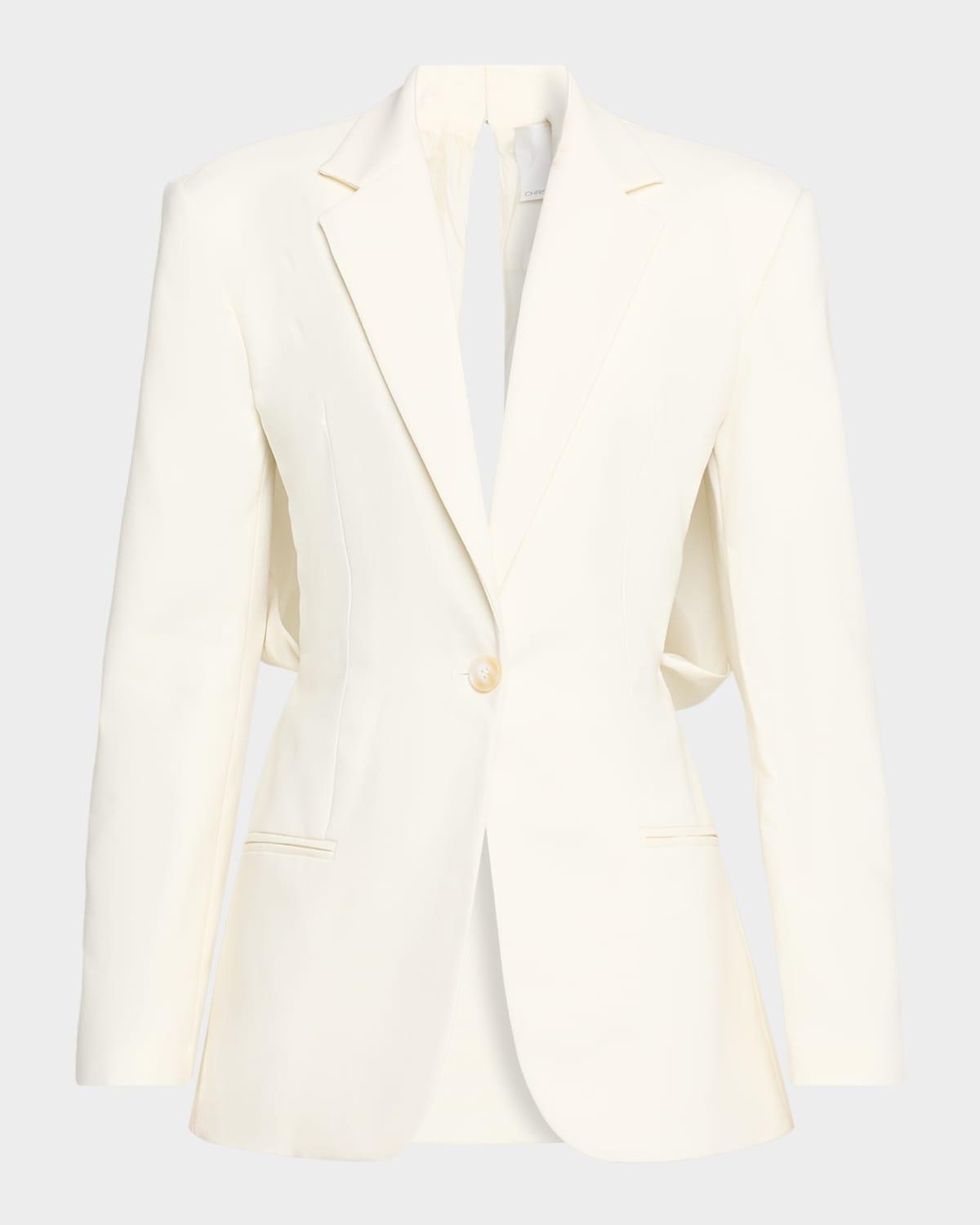 intimate bow-back twill single-breasted blazer