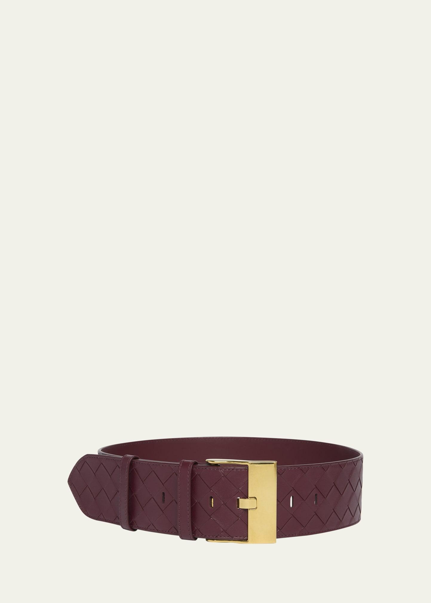 intrecciato wide leather belt
