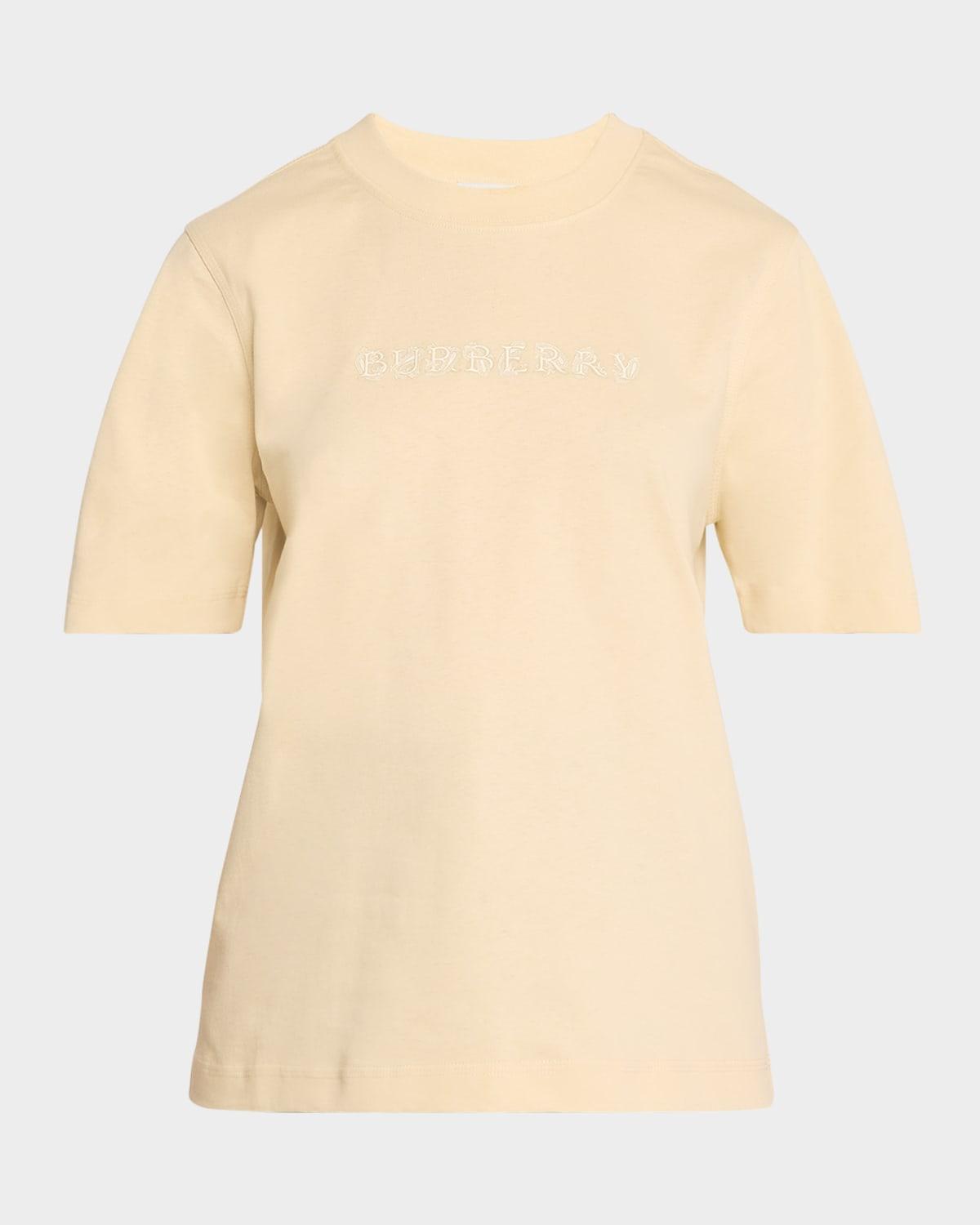 intricate logo emboridered femimine fit t-shirt